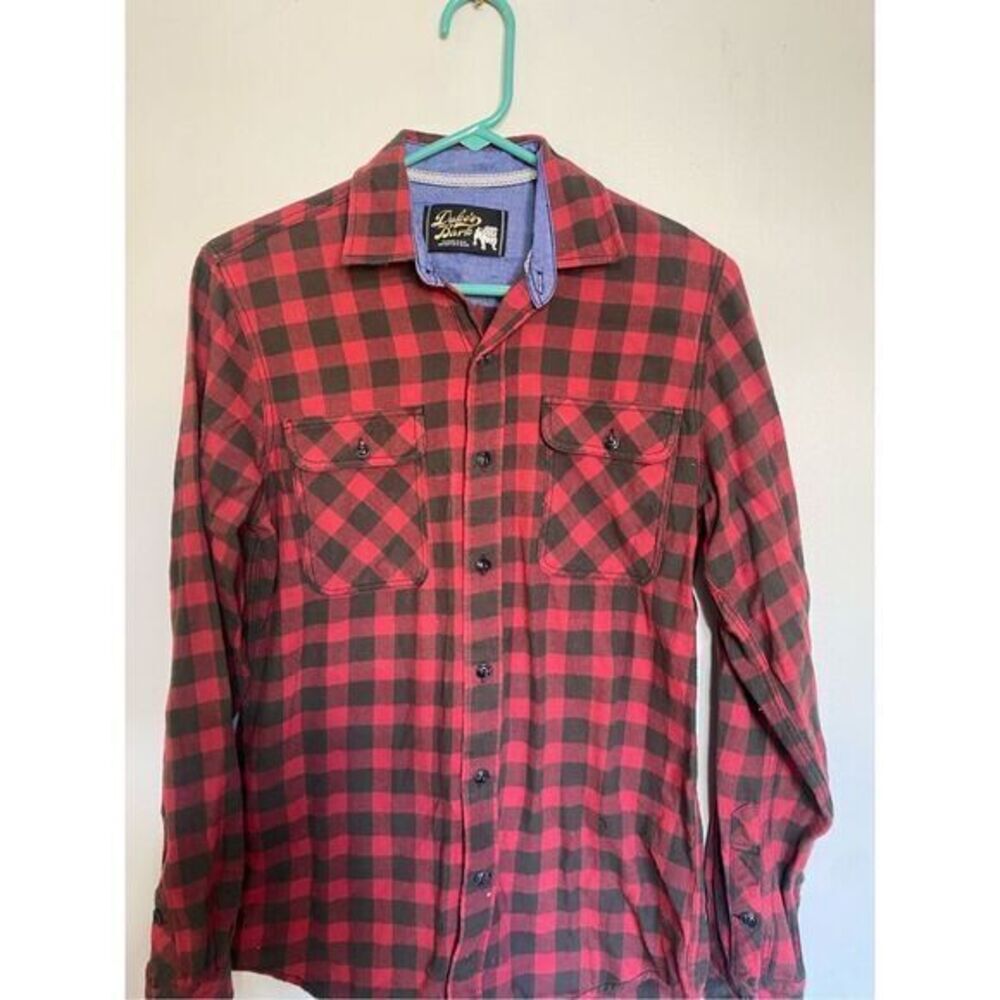 Men’s Dukes Bark Black And Red Button Down Top Size Small 100 Percent‎ Cotton